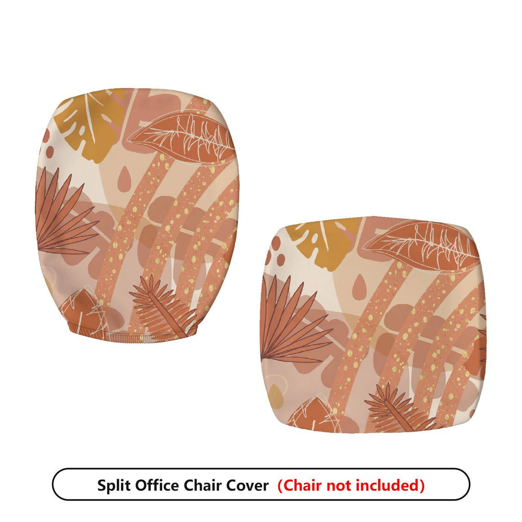2-Piece Abstract Leaves Nature Art Pattern  Computer Chair Cover Set, Seat and Backrest