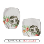 2-Piece Dog Christmas Holiday Festive Decorative  Computer Chair Cover Set, Seat and Backrest