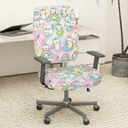 2-Piece Cute Colorful Rainbow Star Cat  Computer Chair Cover Set, Seat and Backrest