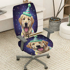 2-Piece Cute Dog Party Hat Celebration Confetti Joyful  Computer Chair Cover Set, Seat and Backrest