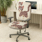 2-Piece Cute Cat Pattern Animal  Computer Chair Cover Set, Seat and Backrest
