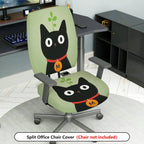 2-Piece Cat Plant Animal Cute Fun Creative  Computer Chair Cover Set, Seat and Backrest