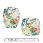 2-Piece Floral Bird Pattern Rose Spring Nature Garden  Computer Chair Cover Set, Seat and Backrest