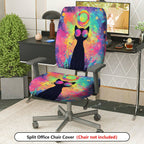 2-Piece Colorful Cat Funky Artistic Stylish  Computer Chair Cover Set, Seat and Backrest