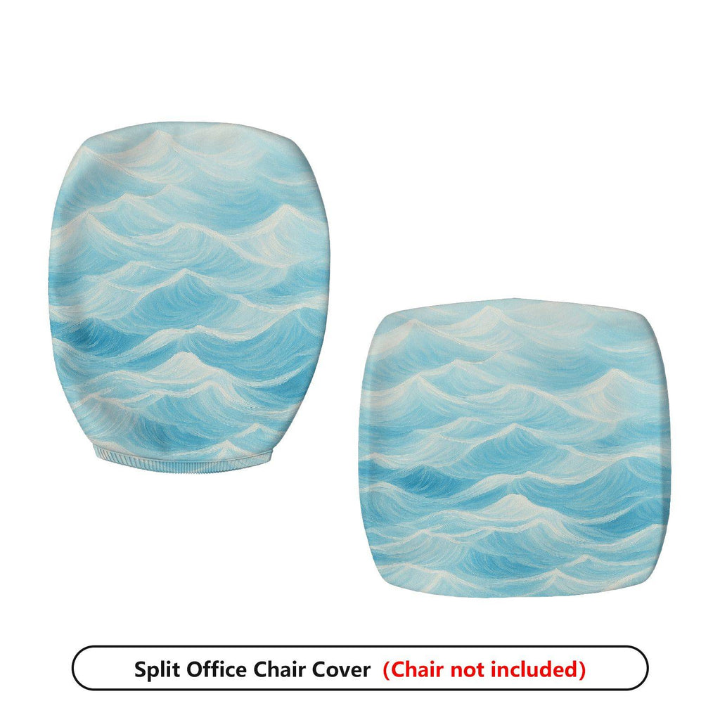 2-Piece Abstract Ocean Wave Blue Pattern  Computer Chair Cover Set, Seat and Backrest