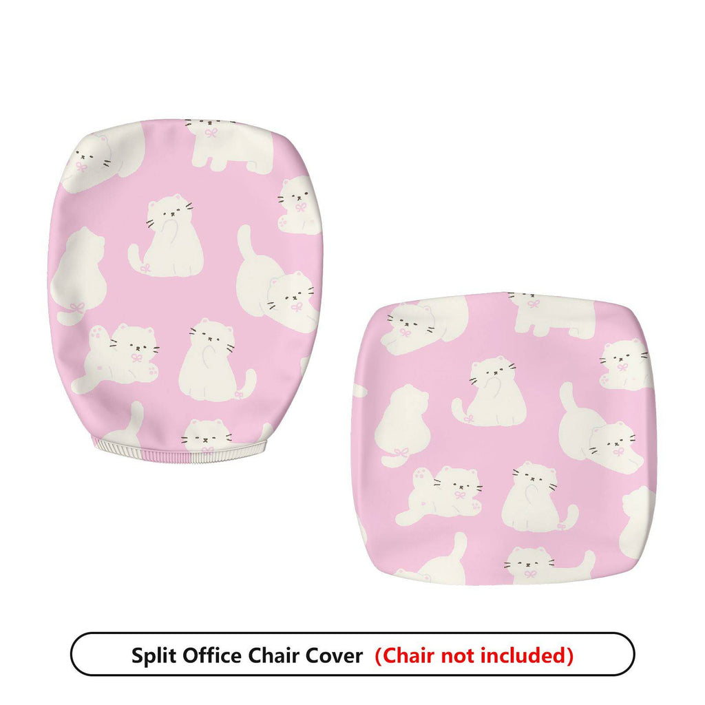 2-Piece Pink Cat Pattern Cute Decorative  Computer Chair Cover Set, Seat and Backrest