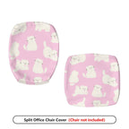 2-Piece Pink Cat Pattern Cute Decorative  Computer Chair Cover Set, Seat and Backrest