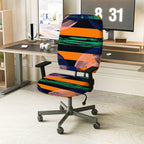 2-Piece Abstract Geometric Stripe Colorful Pattern  Computer Chair Cover Set, Seat and Backrest