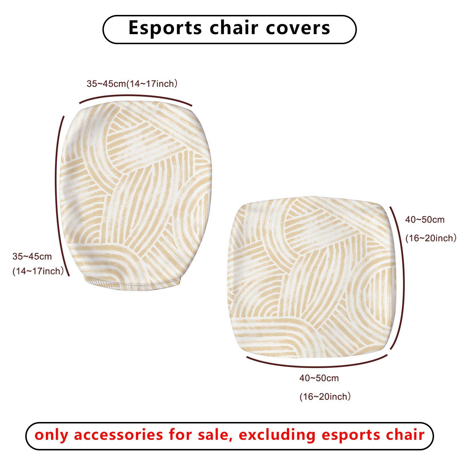 2-Piece Abstract Geometric White Beige Modern Stylish  Computer Chair Cover Set, Seat and Backrest