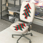 2-Piece Christmas plaid tree pattern holiday decoration  Computer Chair Cover Set, Seat and Backrest