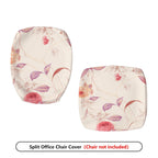 2-Piece Floral Pattern Rose Pink Purple Decorative  Computer Chair Cover Set, Seat and Backrest