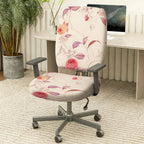 2-Piece Floral Pattern Rose Pink Purple Decorative  Computer Chair Cover Set, Seat and Backrest
