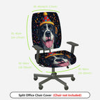 2-Piece Dog Party Hat Happy Celebration Cheerful Joyful  Computer Chair Cover Set, Seat and Backrest