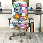 2-Piece Rabbit Easter Spring Colorful Cute  Computer Chair Cover Set, Seat and Backrest
