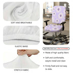 2-Piece Floral Purple Daisy Pattern  Computer Chair Cover Set, Seat and Backrest