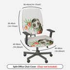 2-Piece Dog Christmas Holiday Festive Decorative  Computer Chair Cover Set, Seat and Backrest
