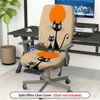 2-Piece Black Cat Moon Minimalist Art Fun Halloween  Computer Chair Cover Set, Seat and Backrest