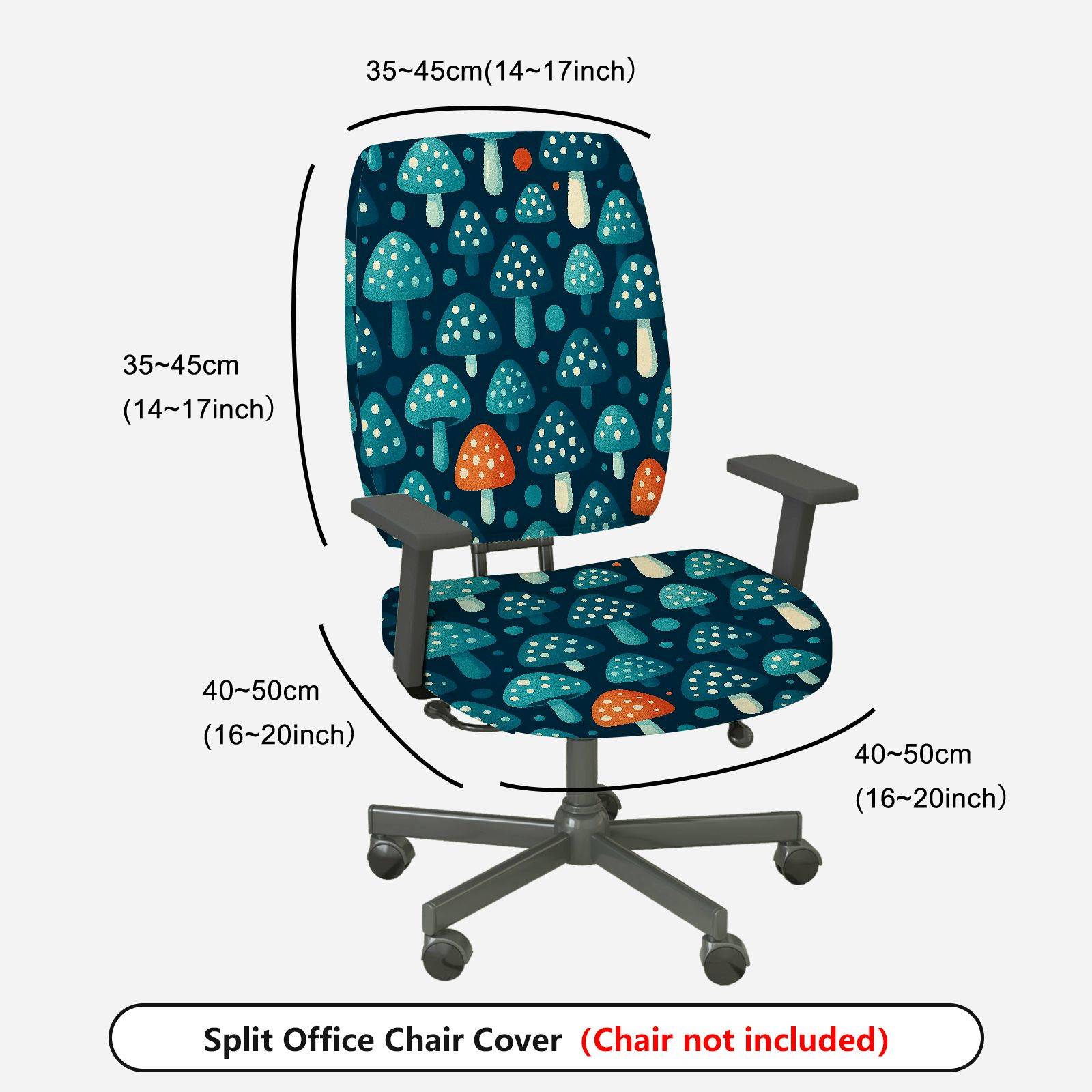2-Piece Mushroom Forest Pattern Decorative Comfortable Ergonomic  Computer Chair Cover Set, Seat and Backrest