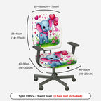 2-Piece Cute Elephant Heart Balloon Flower Grass  Computer Chair Cover Set, Seat and Backrest