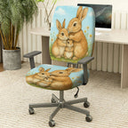 2-Piece Cute Rabbit Family Spring Pastoral Nature Art  Computer Chair Cover Set, Seat and Backrest