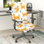 2-Piece Cute Dog Flower Pattern Printed  Computer Chair Cover Set, Seat and Backrest