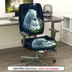 2-Piece Polar Bear Family Forest Night Scandinavian Christmas  Computer Chair Cover Set, Seat and Backrest