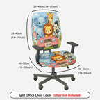 2-Piece Safari Animal Cute Colorful  Computer Chair Cover Set, Seat and Backrest