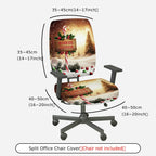 2-Piece Christmas Snowflake Candy Cane Holly Tree  Computer Chair Cover Set, Seat and Backrest
