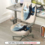 2-Piece Artistic Dual Cats Ink Painting Stylish Modern Unique  Computer Chair Cover Set, Seat and Backrest