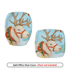 2-Piece Christmas Reindeer Snowy Forest Holiday Decorative  Computer Chair Cover Set, Seat and Backrest
