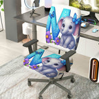 2-Piece Cute Elephant Butterfly Flower  Computer Chair Cover Set, Seat and Backrest