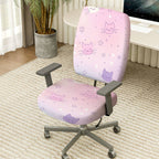 2-Piece Pink Cute Cat Star Pattern  Computer Chair Cover Set, Seat and Backrest