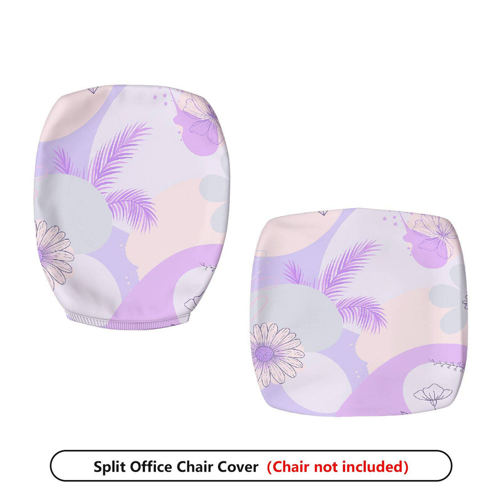 2-Piece Pastel Floral Leaves Abstract Geometry  Computer Chair Cover Set, Seat and Backrest