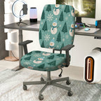 2-Piece Christmas Snowman Pine Tree Snowflake Holiday Winter  Computer Chair Cover Set, Seat and Backrest