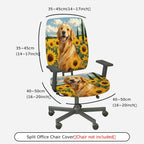 2-Piece Dog Sunflower Nature Landscape Happy Pet Golden Retriever  Computer Chair Cover Set, Seat and Backrest