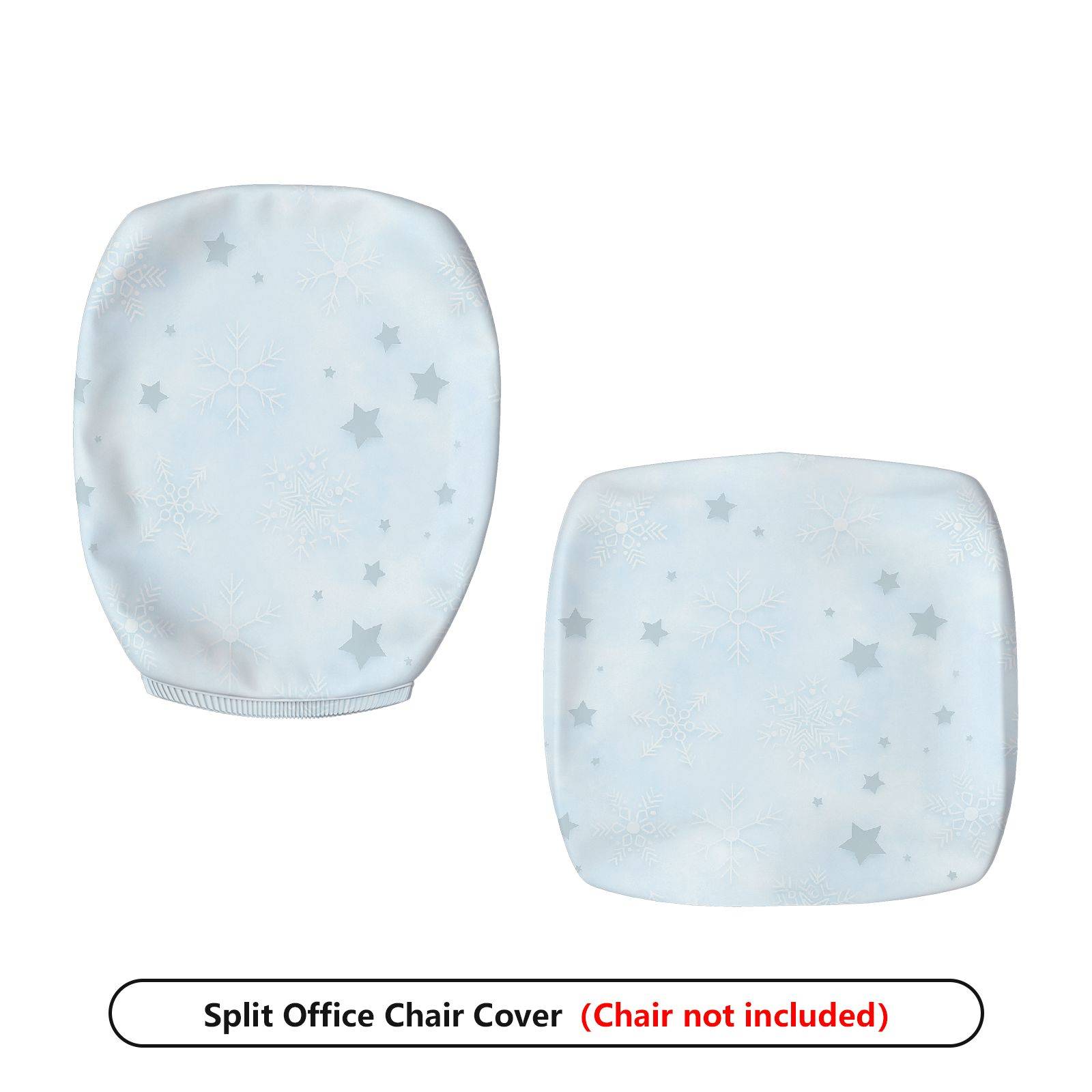 2-Piece Blue Snowflake Star Pattern Winter Christmas  Computer Chair Cover Set, Seat and Backrest