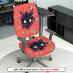 2-Piece Cat Splatter Art Abstract Colorful Halloween  Computer Chair Cover Set, Seat and Backrest