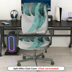 2-Piece Abstract Feather Leaf Print Pattern  Computer Chair Cover Set, Seat and Backrest