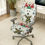2-Piece Christmas Reindeer Dog Winter Holiday Snow  Computer Chair Cover Set, Seat and Backrest