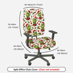 2-Piece Christmas Santa Grinch Holly Berry  Computer Chair Cover Set, Seat and Backrest