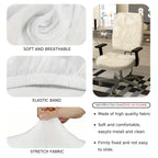 2-Piece Abstract Geometric White Beige Modern Stylish  Computer Chair Cover Set, Seat and Backrest