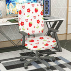 2-Piece Strawberry Flower Heart Pattern  Computer Chair Cover Set, Seat and Backrest