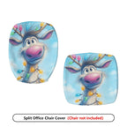 2-Piece Christmas Reindeer Blue Holiday Fun  Computer Chair Cover Set, Seat and Backrest