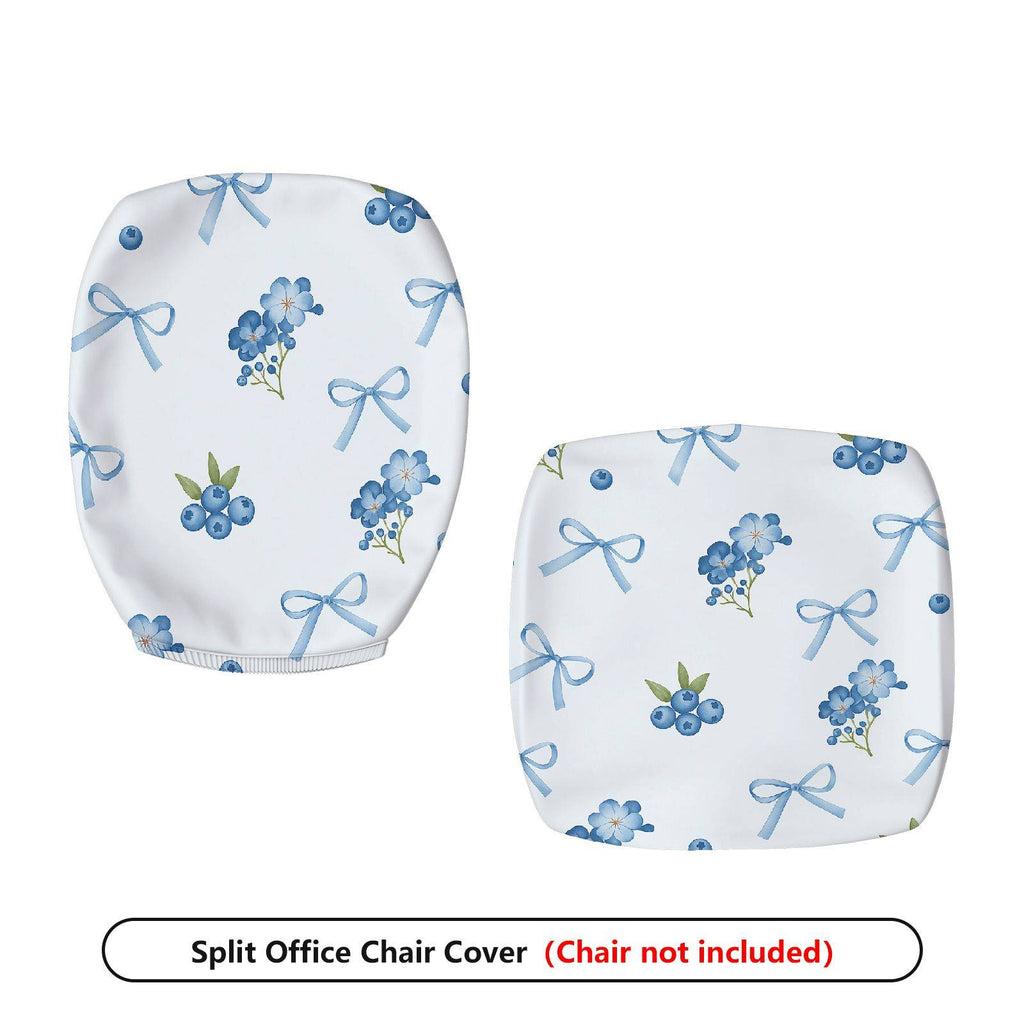 2-Piece Floral Bow Blueberry Pattern Cute  Computer Chair Cover Set, Seat and Backrest