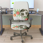 2-Piece Dog Christmas Holiday Festive Decorative  Computer Chair Cover Set, Seat and Backrest
