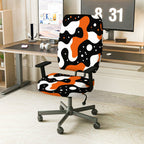2-Piece Abstract Geometric Modern Art Style Orange Black White  Computer Chair Cover Set, Seat and Backrest