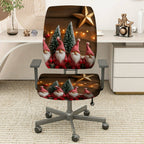 2-Piece Christmas Gnome Tree Star  Computer Chair Cover Set, Seat and Backrest