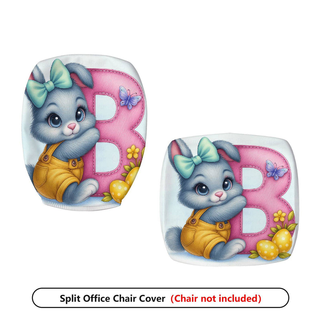 2-Piece Rabbit Easter Spring Colorful Cute  Computer Chair Cover Set, Seat and Backrest