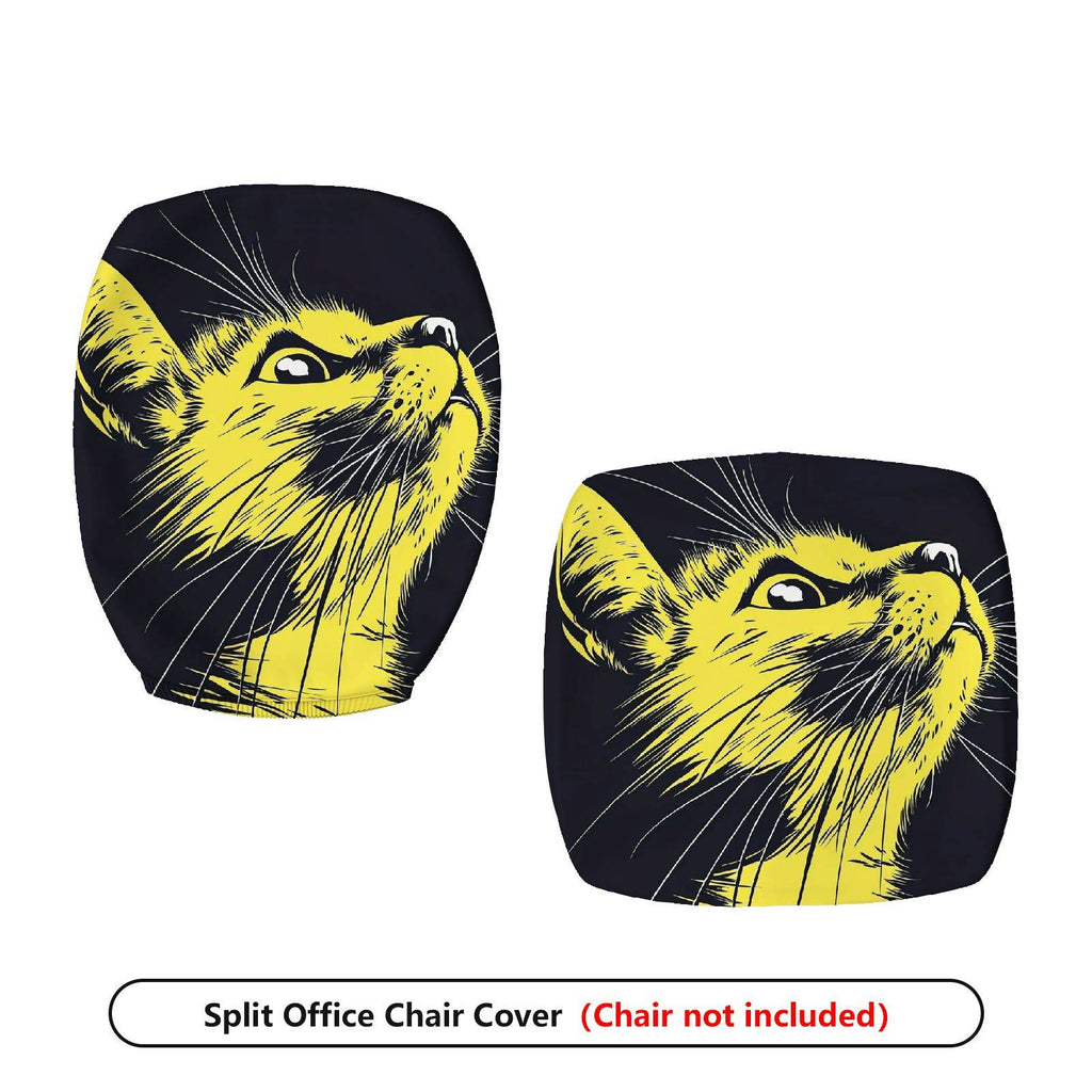 2-Piece Cat Animal Modern Stylish  Computer Chair Cover Set, Seat and Backrest