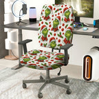 2-Piece Christmas Santa Grinch Holly Berry  Computer Chair Cover Set, Seat and Backrest